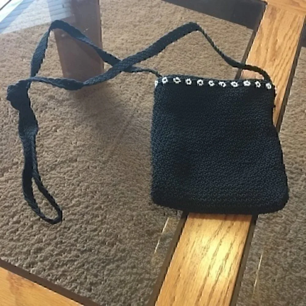 Little girls purse black and white beaded